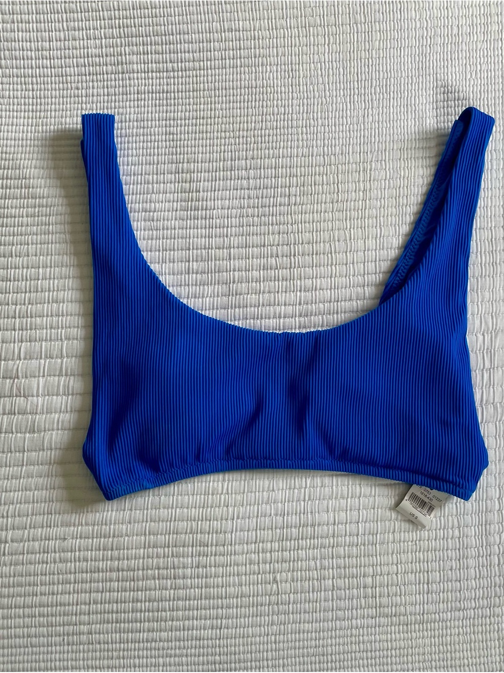 aerie Blue Ribbed Scoop Bikini Top NWT
